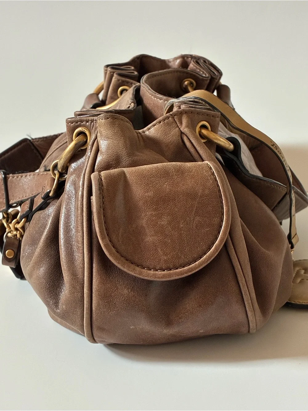 Juicy Couture Brown Leather Hobo Purse~Y2K Juicy Couture Bag